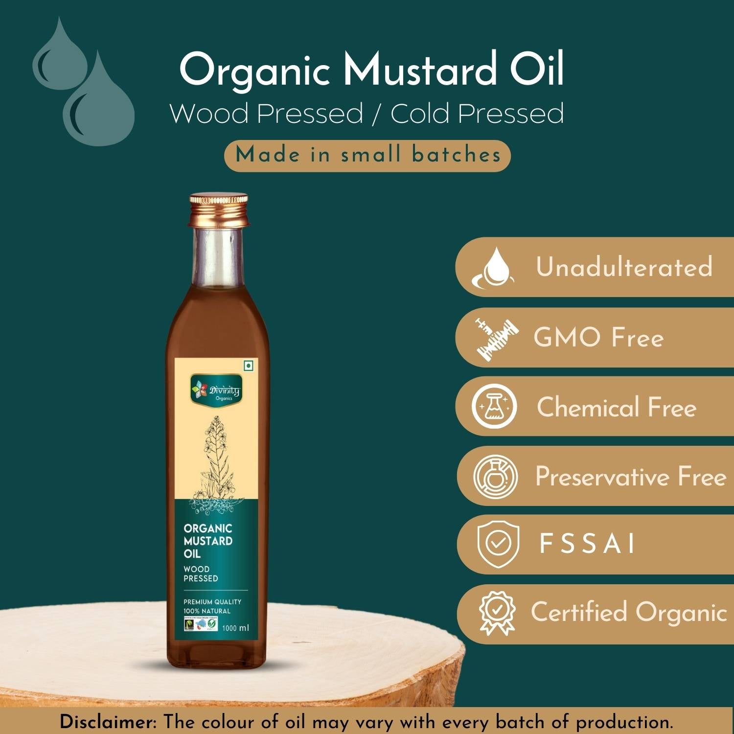 Divinity Organics - Organic Mustard Oil Wood Pressed Quality