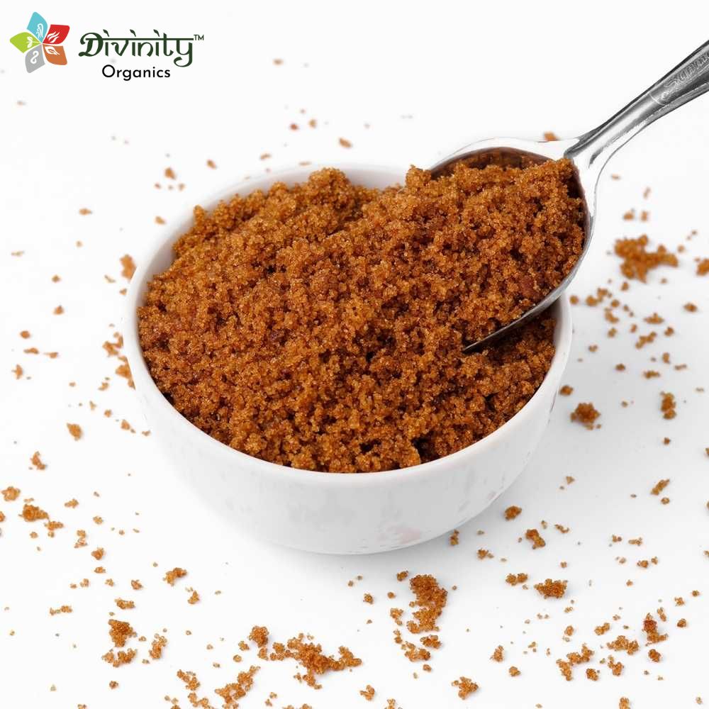 Divinity Organics - Organic Raw Brown Sugar 500g -A type of sugar which is brown in colour due to the presence of molasses, brown sugar is naturally produced by adding molasses to white sugar. It comes from date palm sap and is very healthy, especially for your skin. It also provides you with energy and keeps you active throughout the day. Since it mostly made of natural ingredients, it is easy on your digestive system and also boosts my metabolism.