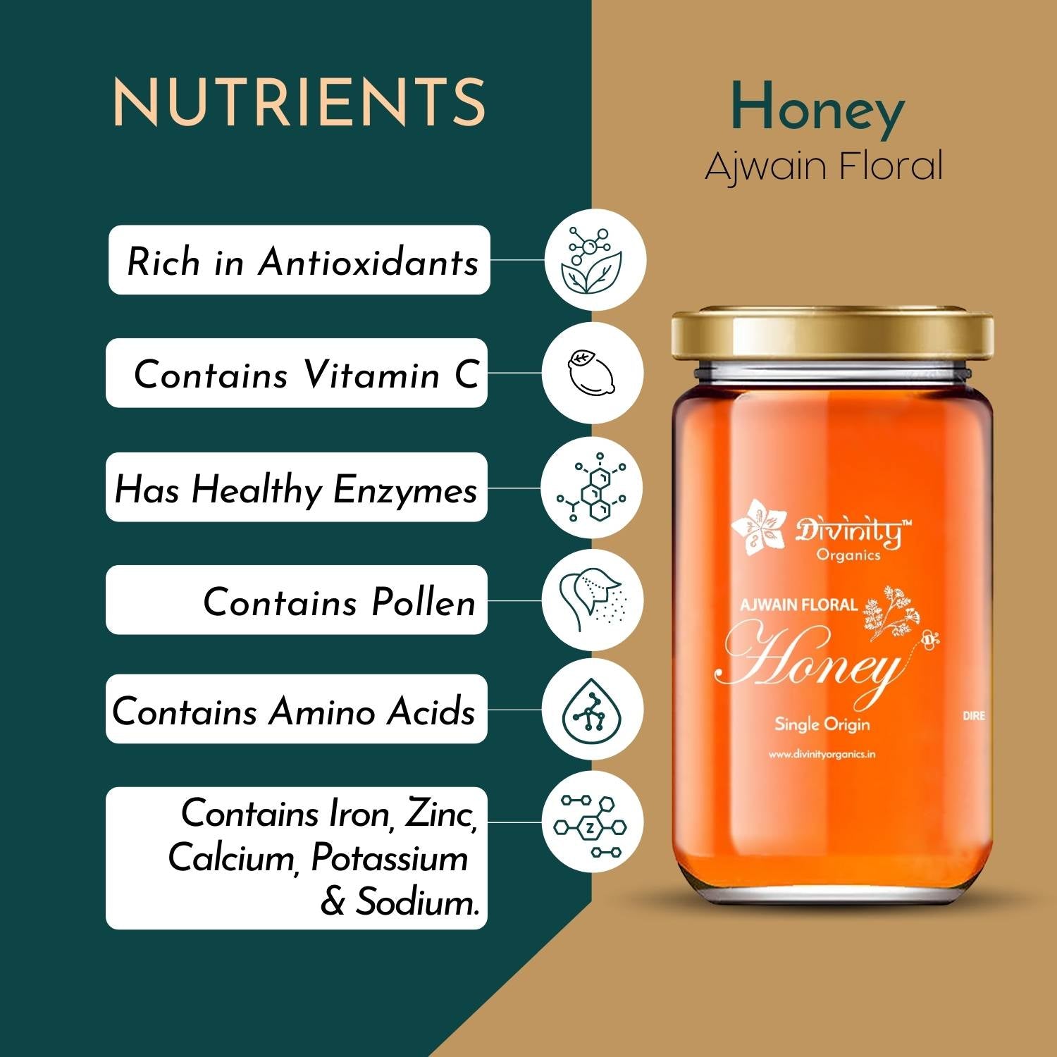 Divinity Organics Ajwain Floral Honey Nutrients
