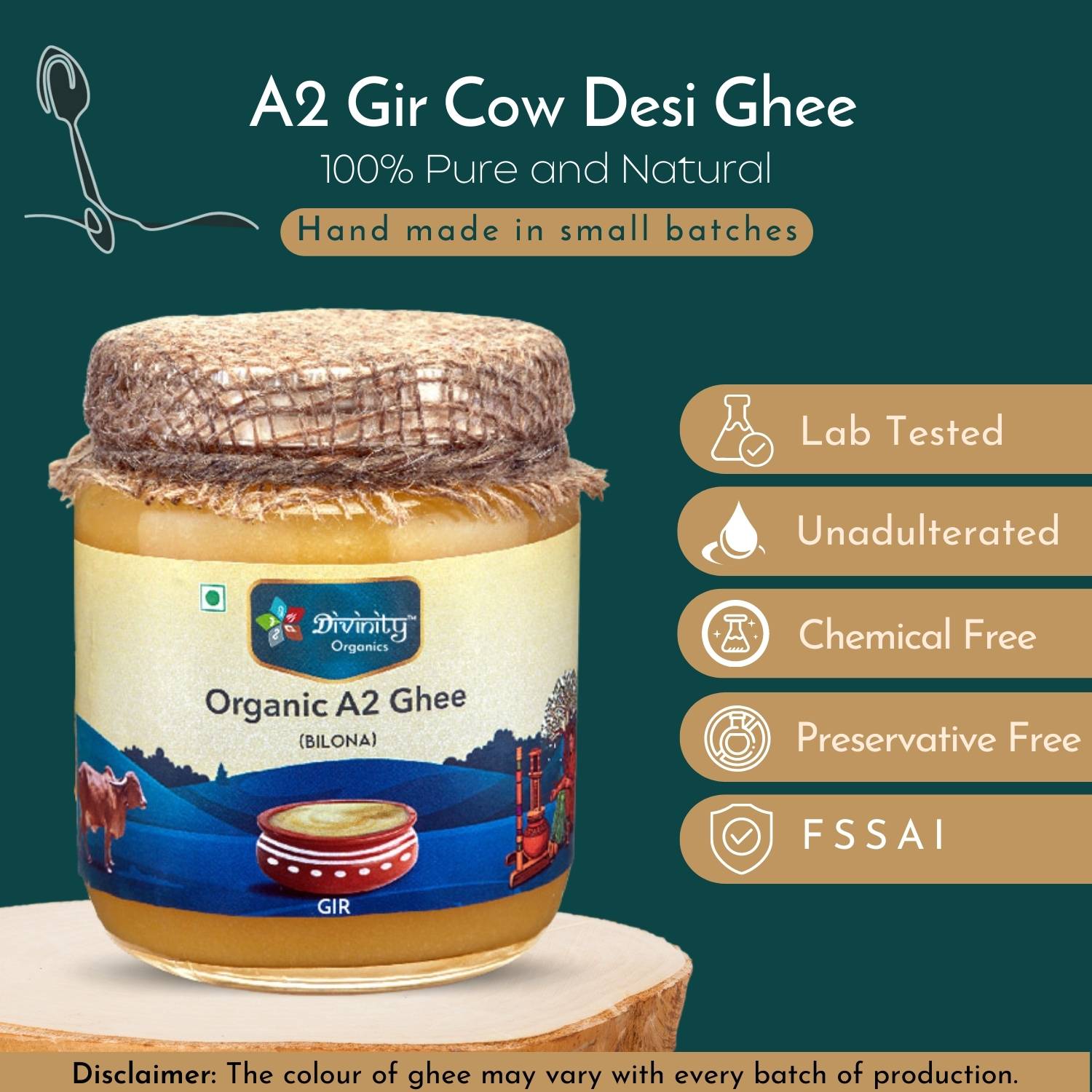 Divinity Organics A2 Cow Ghee Gir  Quality - 100% pure and natural