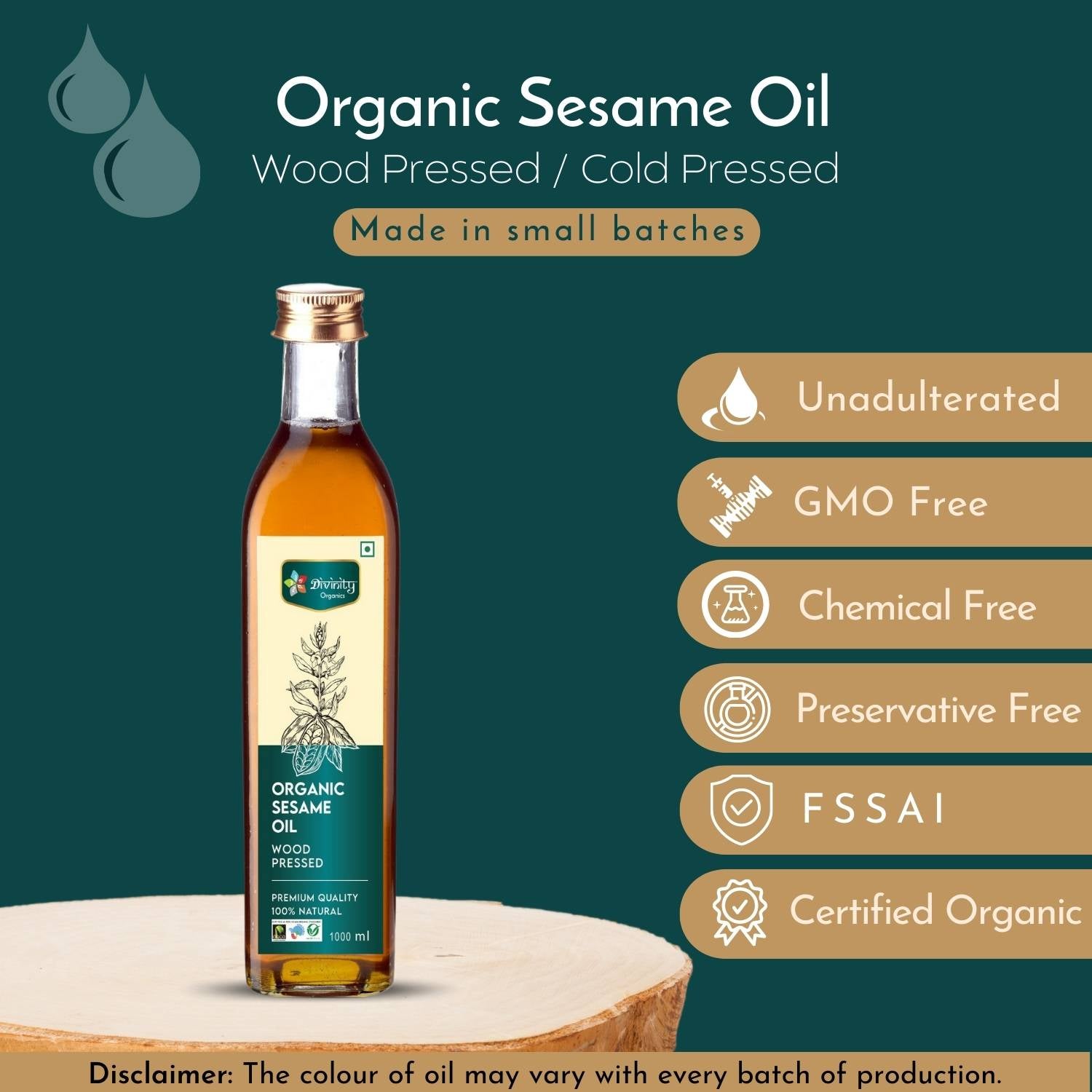 Divinity Organics - Organic Sesame Oil Wood Pressed Quality