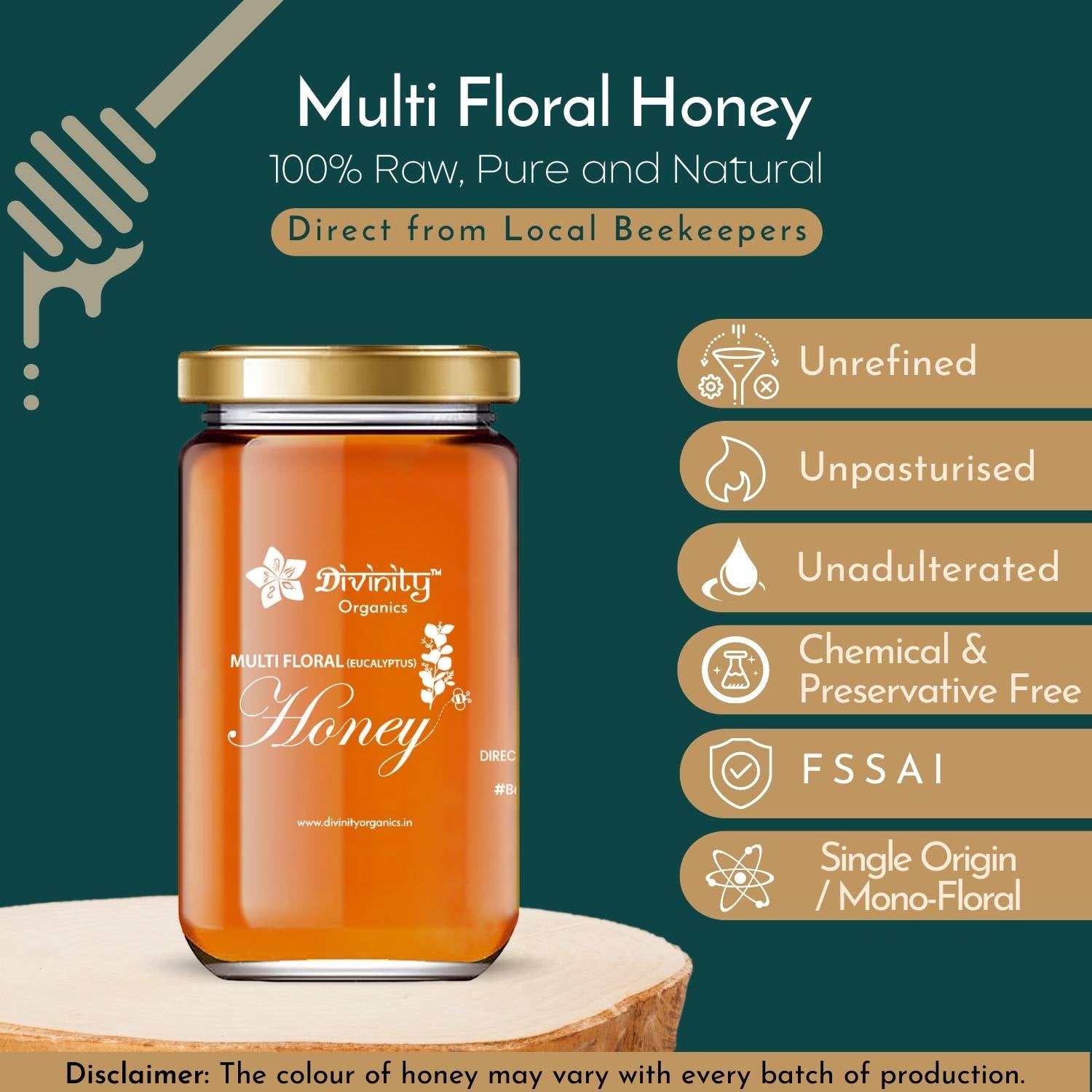 Divinity Organics Multi-floral honey (Eucalyptus) Purity
