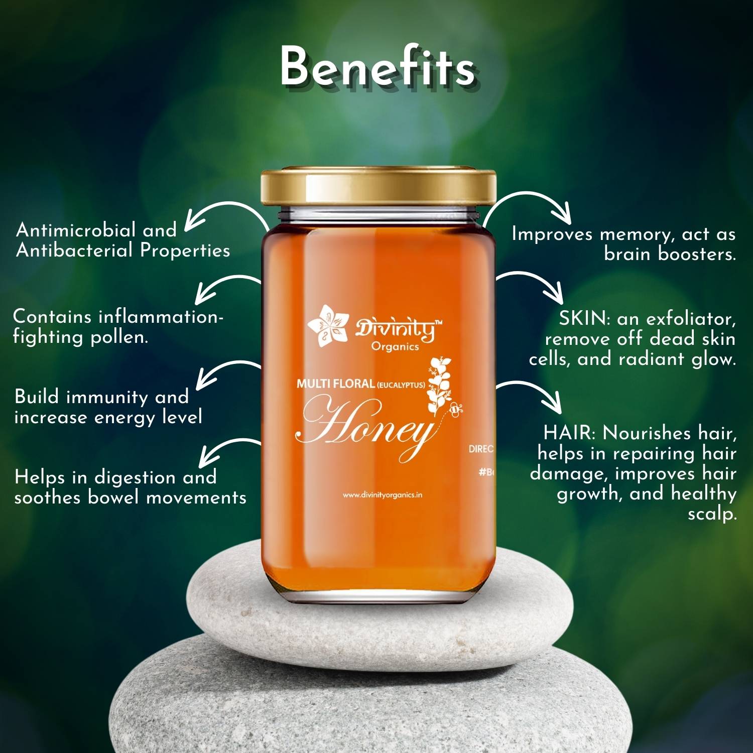 Divinity Organics Multi-floral honey (Eucalyptus) Benefits