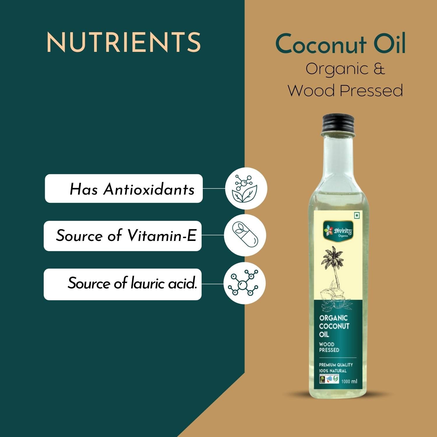 Divinity Organics - Organic Coconut Oil Wood Pressed Nutrients