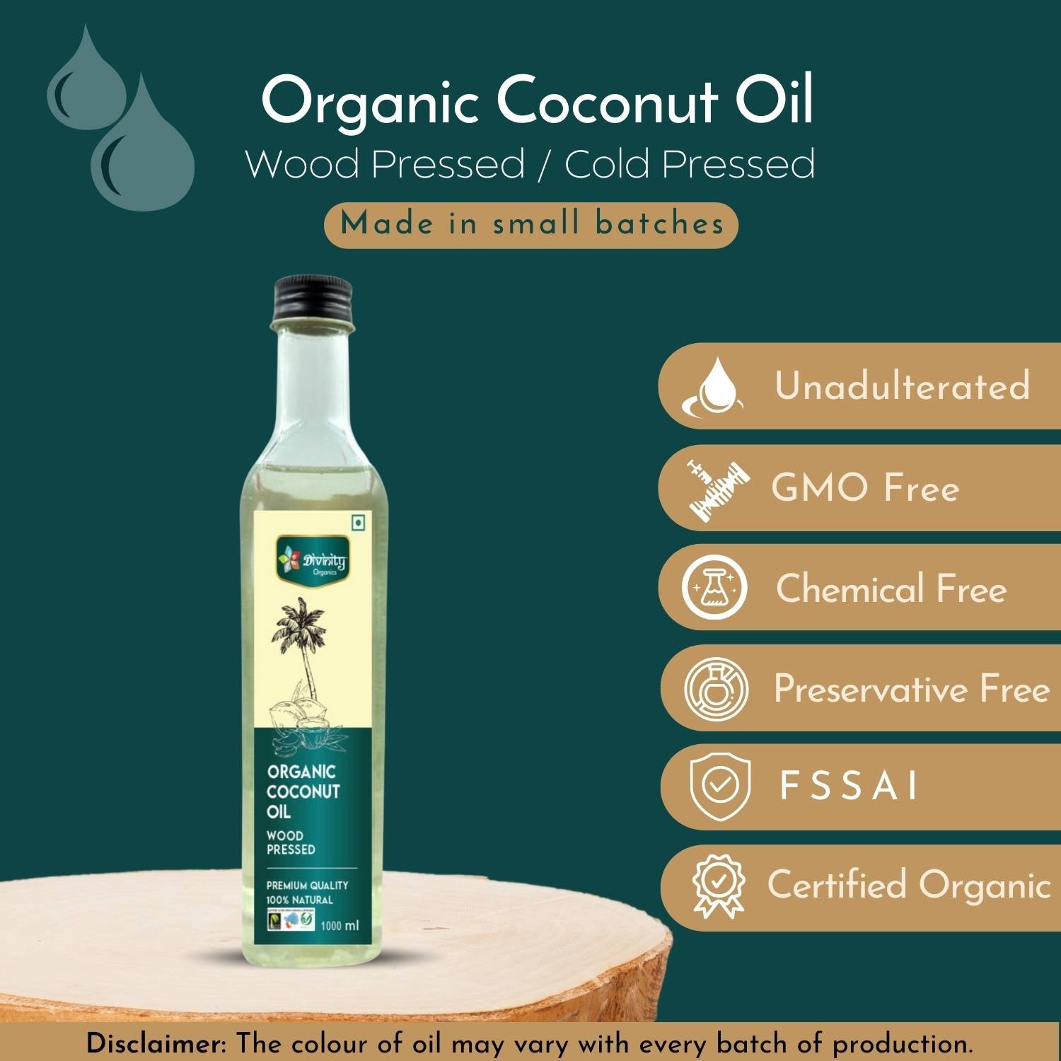 Divinity Organics - Organic Coconut Oil Wood Pressed Quality